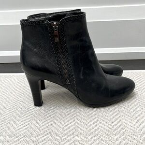 Black Leather Ankle Booties